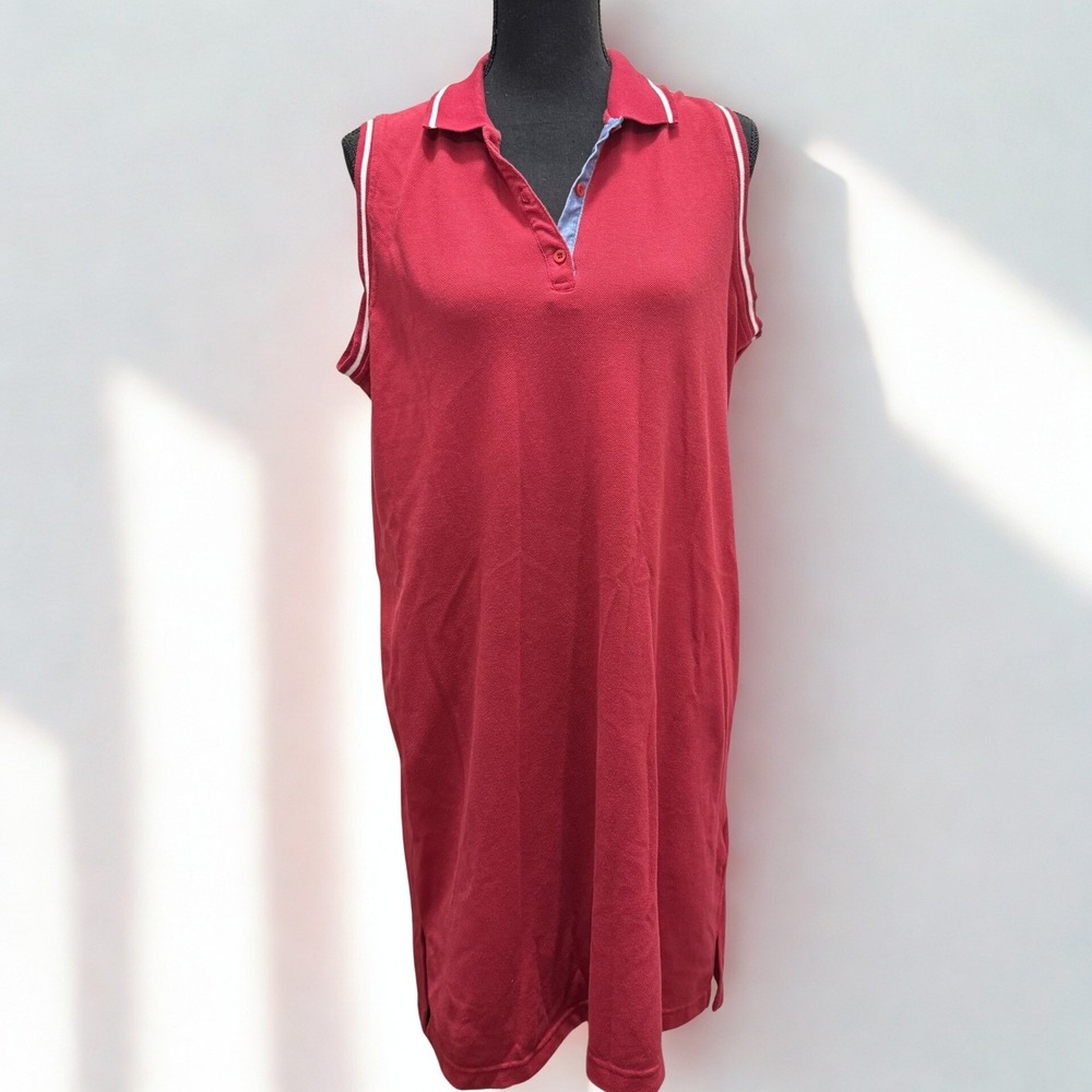 Carolyn Taylor Essentials Womens Red‎ Sleeveless Polo Shirt Dress L